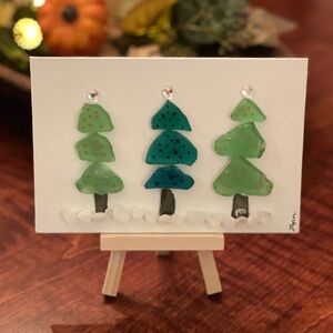 Holiday Tree Sea Glass Canvas Art